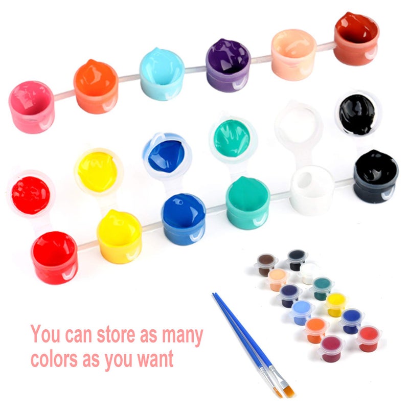 Markeny 210 Pots (35 Strips) Empty Paint Pot Pod Strips Mini Paint Pot Storage Containers with 10Pcs Blue Paint Brushes, 6 Cups 2ml - Image 4